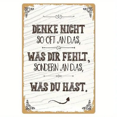 Blechschild denke nicht an das was fehlt denke an das was du hast 30x20cm TE1324