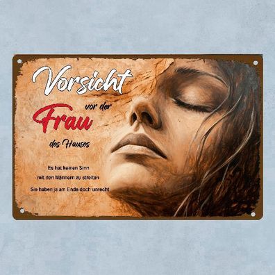 Blechschild Frau des Hauses Männer haben unrecht 30x20cm Nostalgie TEL1536