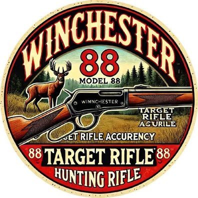 Blechschild rund Winchester Gewehr Modell 88 Retro Nostalgie Vintage TE1730