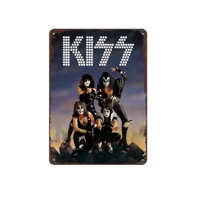 Blechschild Kiss Band Hard Rock Nostalgie Vintage Metallschild TEL2499