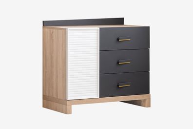 Wäschekommode New City in Holzoptik/Weiß/Schwarz