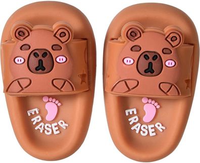 Capybara Radiergummis - 2 Stück in Crocs-Form, Braun