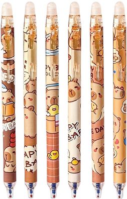 Capybara Radierbare Kugelschreiber - 6er Set, 0,5?mm