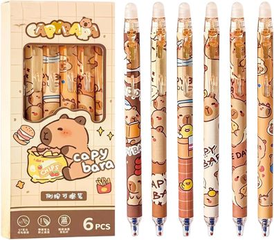 Capybara Kugelschreiber 6er Set - Radierbar 0,5mm