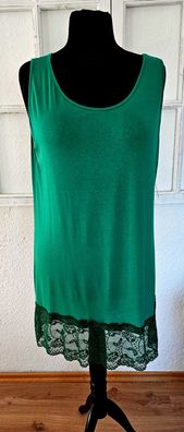 Italy Damen Longtop Unterziehshirt mit Spitze ohne Arm Viskose one in Grün