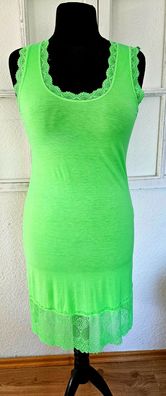 Italy Damen Longtop Unterziehshirt mit Spitze ohne Arm Viskose one size in Hellgrün