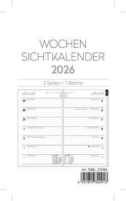 2026 ADINA Wochen-Sichtkalender 9x15cm 1S/1W Einlage