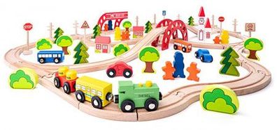 Großes Eisenbahn-Set mit Brücke und Haltestelle - Starterset