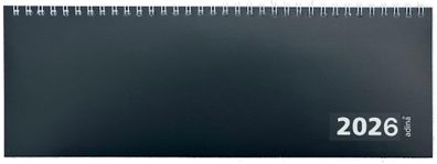 2026 ADINA Tischquerkalender 1W/1S schwarz Tischkalender 30x10cm