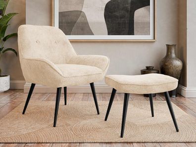 Ohrensessel mit Hocker Zorto MUZ/809B Relaxsessel mit Hocker Polstersessel Sessel M24