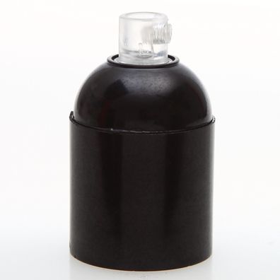 E27 Bakelit Glattmantel Lampenfassung schwarz mit Zugentlaster transparent