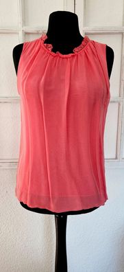 Italy Julia Wang Seidentop/Bluse Rüsche ohne Arm doppellagig one size Farbe: Lachs