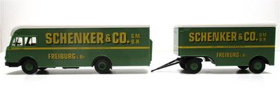 Brekina 1/87 57800 Büssing Kofferhängerzug Schenker OVP (Spur H0)(52-15)
