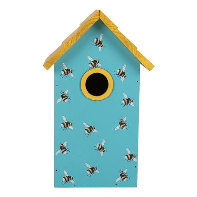 Clayre & Eef Vogelhaus 15x10x22 cm Blau Holz (Gr. 15x10x22 cm)