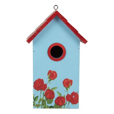 Clayre & Eef Vogelhaus 15x10x22 cm Blau Holz (Gr. 15x10x22 cm)