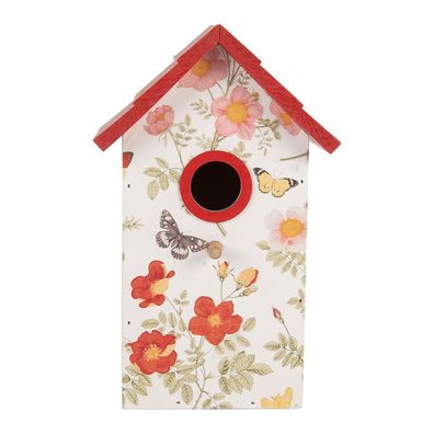 Clayre & Eef Vogelhaus 15x10x22 cm Weiß Holz (Gr. 15x10x22 cm)