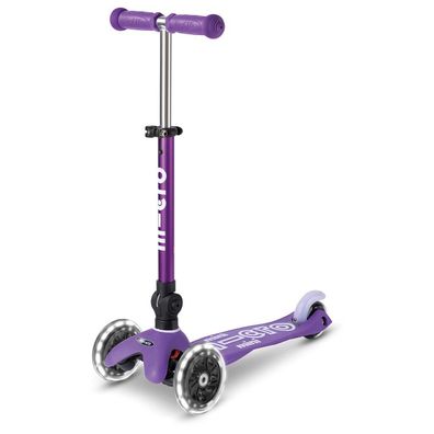Mini Micro DELUXE LED Purple foldable zusammenklappbar Tretroller Kinder Scooter