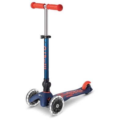 Mini Micro DELUXE LED Navy Blue foldable zusammenklappbar Tretroller Kinder Scooter