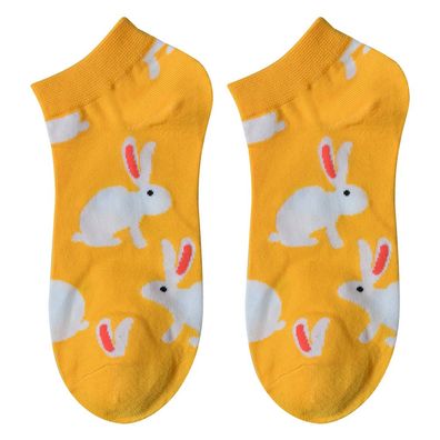 Clayre & Eef Lustige Socken one size Gelb Polyester Kaninchen