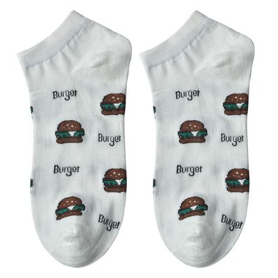 Clayre & Eef Lustige Socken one size Weiß Polyester Hamburger