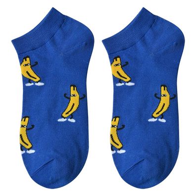 Clayre & Eef Lustige Socken one size Blau Polyester Bananen