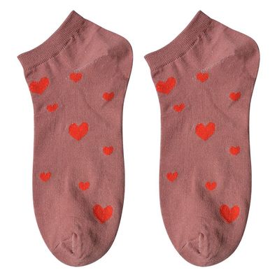 Clayre & Eef Lustige Socken one size Rosa Polyester Herzen