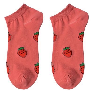 Clayre & Eef Lustige Socken one size Rot Polyester Erdbeeren