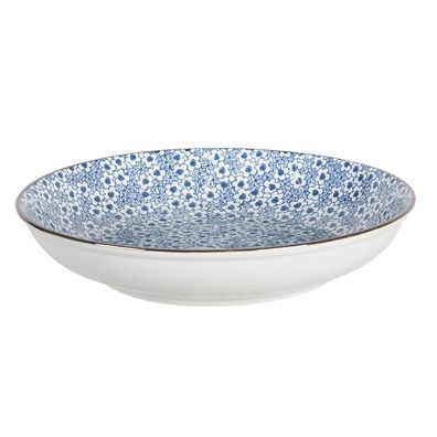 Clayre & Eef Suppenteller Ø 20x4 cm Blau Keramik Blumen (Gr. Ø 20x4 cm / 450 ml)