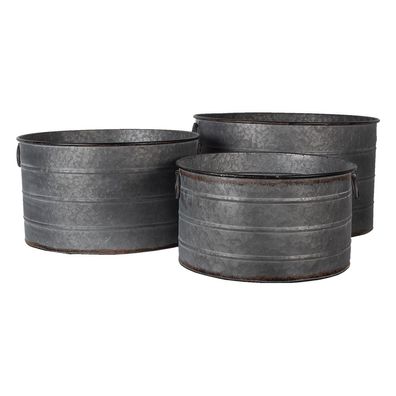 Clayre & Eef Pflanzenhalter Grau Metall (Gr. (3) Ø 51x30 / Ø 46x26 / Ø 41x23 cm)