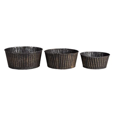Clayre & Eef Pflanzenhalter Ø 24 Ø 21 Ø 19cm Schwarz Zink