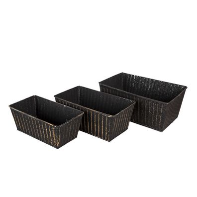 Clayre & Eef Pflanzenhalter Schwarz Zink (Gr. (3) 26x17x12 / 23x14x10 / 21x11x9 cm)