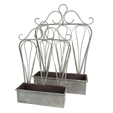 Clayre & Eef Pflanzenhalter Grau Eisen (Gr. (2) 49x15x70 / 38x12x55 cm)