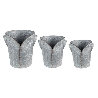 Clayre & Eef Pflanzenhalter Ø 25x28 cm Grau Metall