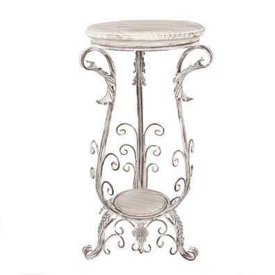 Clayre & Eef Pflanztisch 40x40x75 cm Weiß Braun Metall (Gr. 40x40x75 cm)