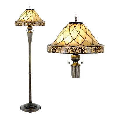 Clayre & Eef Tiffany Stehlampe Ø 46x168 cm Beige Glas