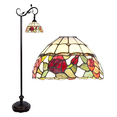 Clayre & Eef Tiffany Stehlampe 40x27x152 cm Braun Glas Blumen