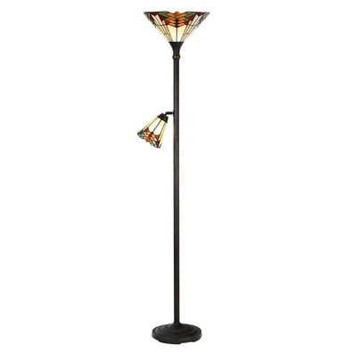 Clayre & Eef Tiffany Stehlampe Ø 30x178 cm Beige Rot Metall