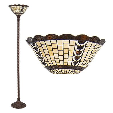 Clayre & Eef Tiffany Stehlampe Ø 38x186 cm Beige Braun Glas