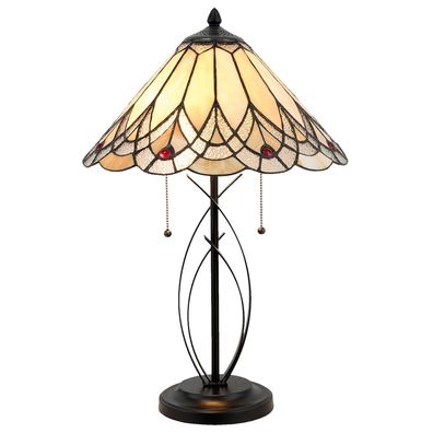 Clayre & Eef Tiffany Tischlampe Ø 40x60 cm Beige Glas