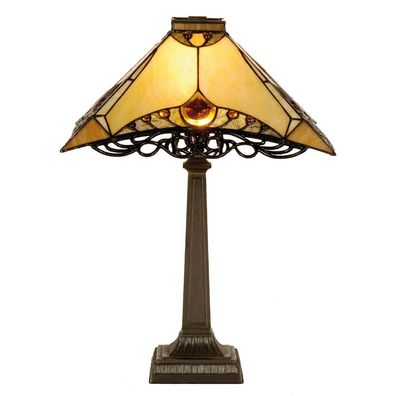 Clayre & Eef Tiffany Tischlampe 36x36x50 cm Braun Beige Glas