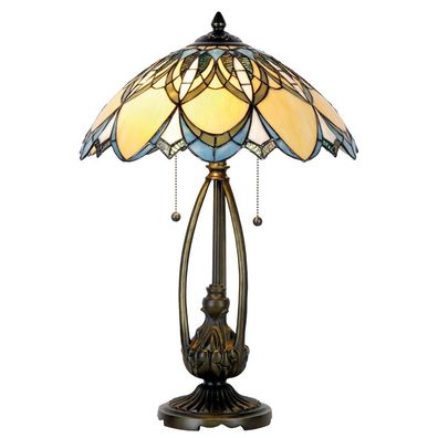 Clayre & Eef Tiffany Tischlampe Ø 40x60 cm Blau Beige Glas