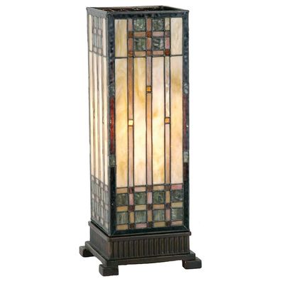 Clayre & Eef Tiffany Tischlampe 18x18x45 cm Beige Braun Glas