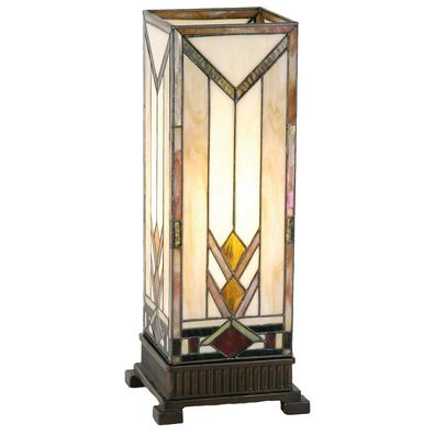 Clayre & Eef Tiffany Tischlampe 18x18x45 cm Beige Gelb Glas