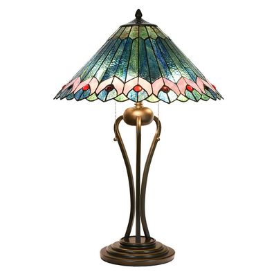 Clayre & Eef Tiffany Tischlampe Ø 48x73 cm Grün Rosa Glas