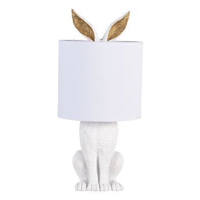 Clayre & Eef Tischlampe Kaninchen Ø 20x45 cm Weiß Polyresin