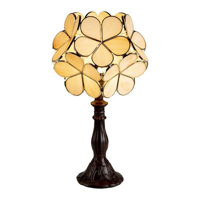 Clayre & Eef Tiffany Tischlampe 21x21x38 cm Beige Polyresin Blume