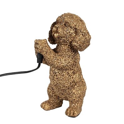 Clayre & Eef Tischlampe Hund 11x13x23 cm Goldfarbig Kunststoff