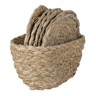 Clayre & Eef Untersetzer für Gläser Ø 12 cm Braun Seegras (Gr. (6) 15x8x7 / Ø 12 cm)