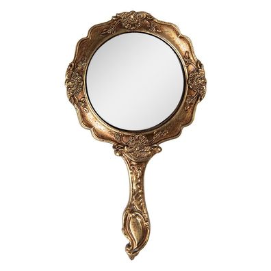 Clayre & Eef Handspiegel 10x2x18 cm Goldfarbig Kunststoff (Gr. 10x2x18 cm)