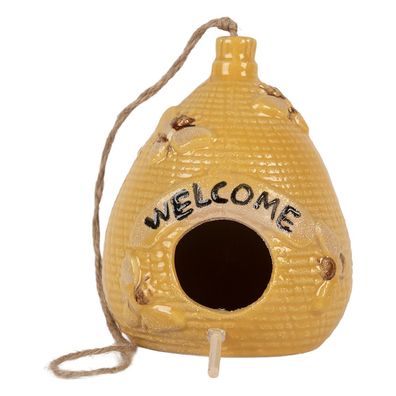 Clayre & Eef Dekoration Vogelhaus Ø 11x14 cm Gelb Keramik (Gr. Ø 11x14 cm)